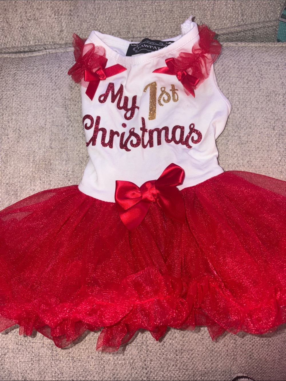 My 1st Christmas Red Tutu Dog Dress